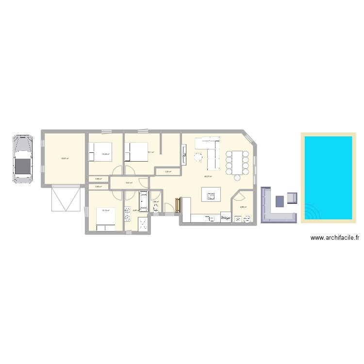 BARON. Plan de 12 pièces et 117 m2