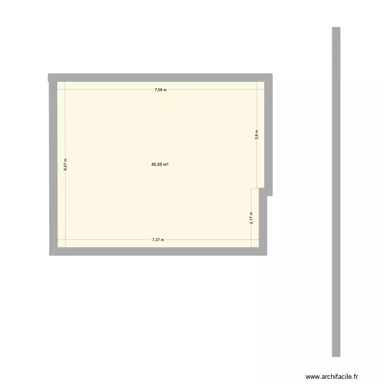 Facades. Plan de 1 Pièce et 46 m²