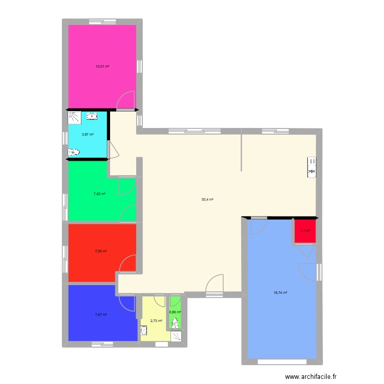 maison raul. Plan de 10 pièces et 113 m2