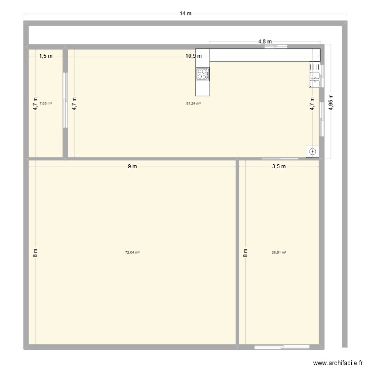plan gael 2. Plan de 4 pièces et 116 m2