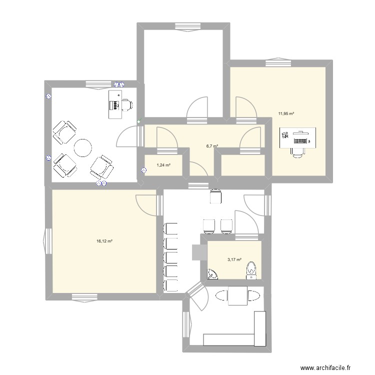 cab2. Plan de 5 pièces et 39 m2