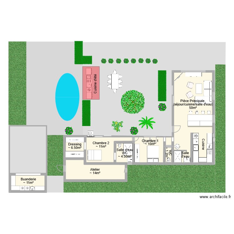 Habitation principale Abazzia. Plan de 10 pièces et 128 m2