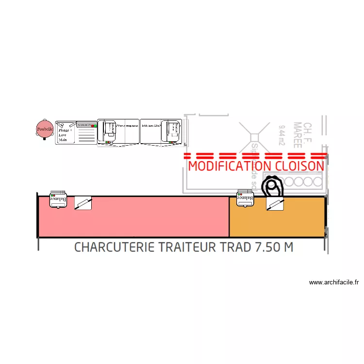 Arri&egrave;re Trad CTT Illkirch. Plan de 