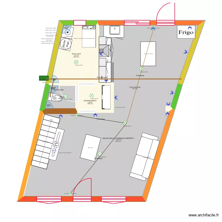 MAISON 1REZ DE CHAUSSE PMU. Plan de 4  et 51 m²
