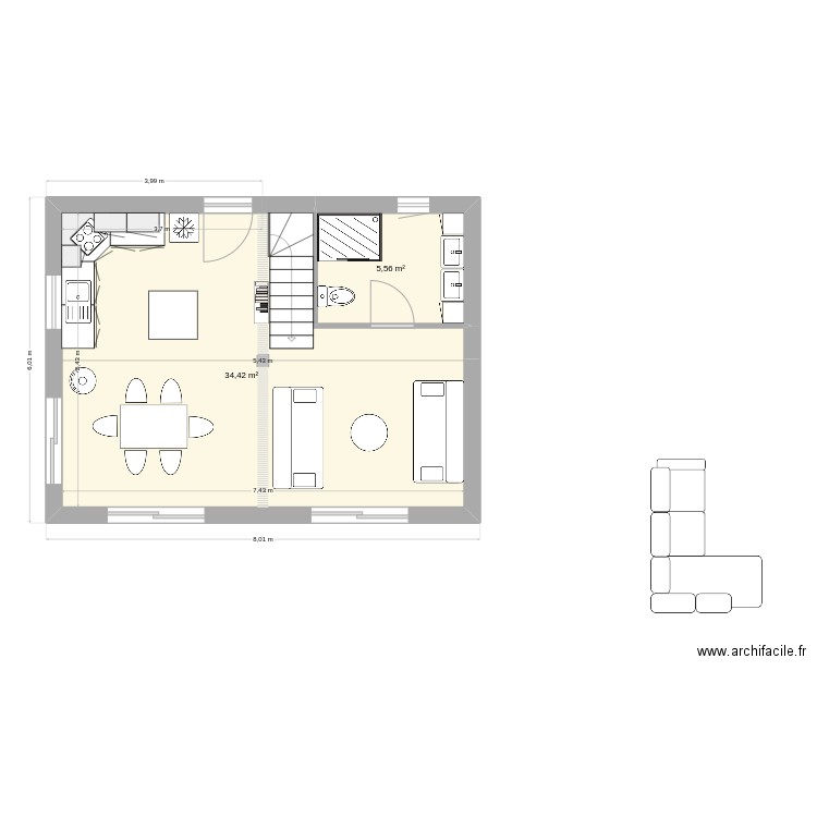 kitbois murol. Plan de 7 pièces et 81 m2