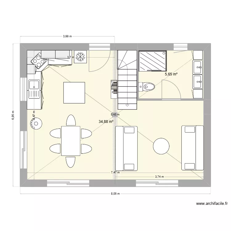 kitbois murol. Plan de 7  et 82 m²