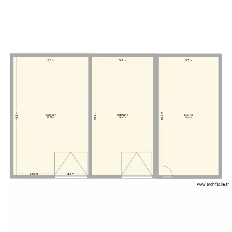 GARAGE. Plan de 3  et 173 m²