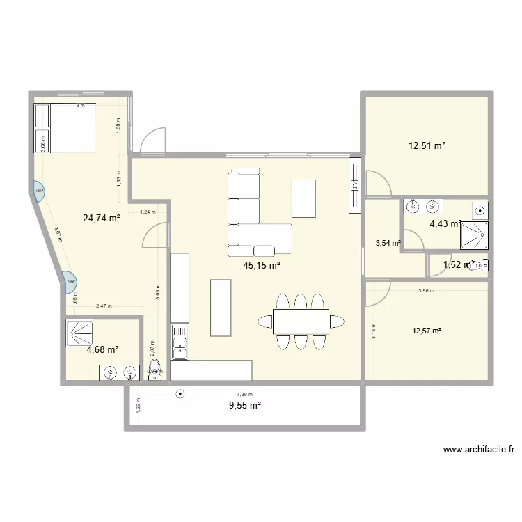 maison2. Plan de 9  et 119 m²