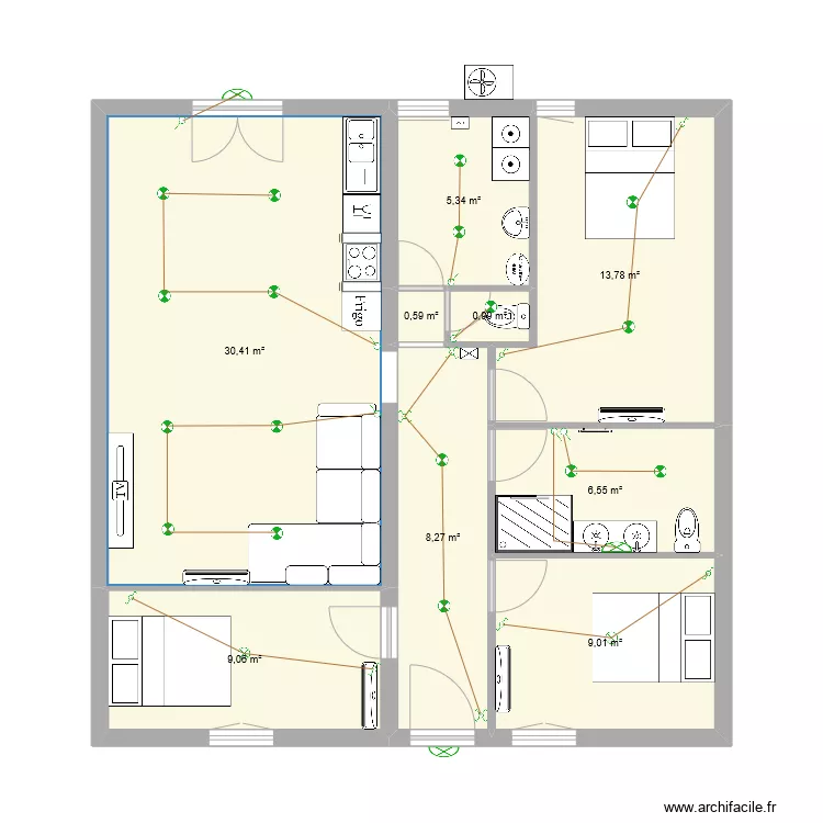 Castel T4 RDC -eclairage. Plan de 