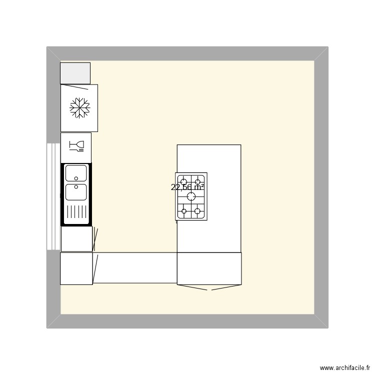 CUISINE. Plan de 1 pièce et 23 m2