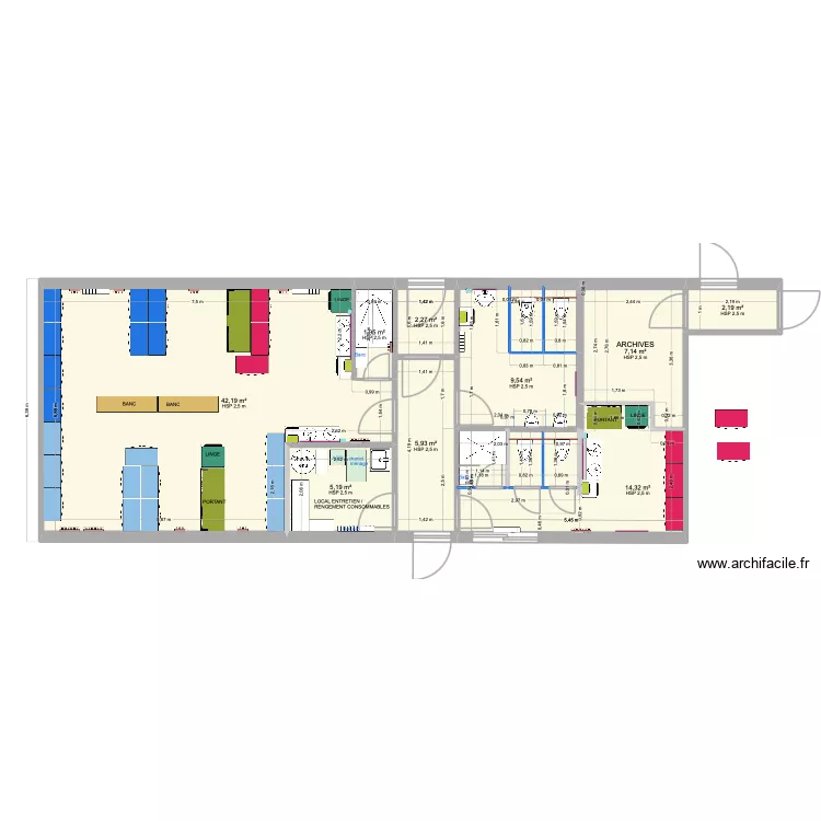 PROJET 3-Sanitaires et Vestiaires ARMEN. Plan de 9  et 91 m²