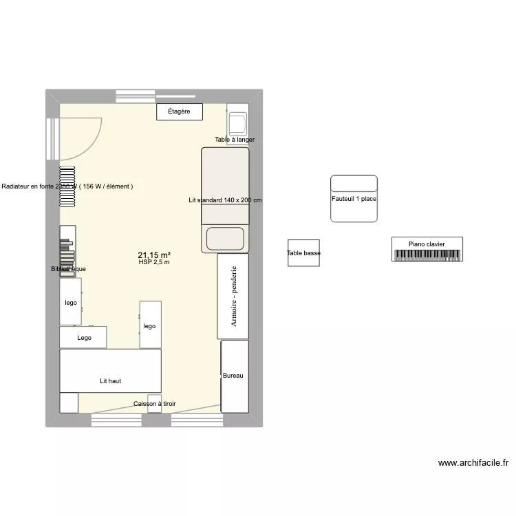 chambre O+N V4. Plan de 1 Pièce et 21 m² chambre O+N V4. Plan de 1 Pièce et 21 m²