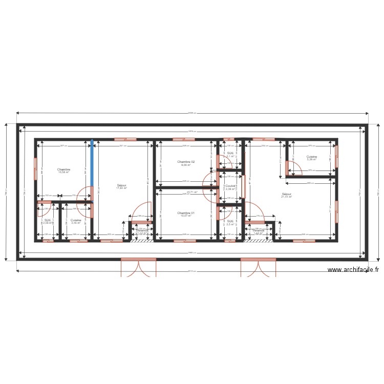 obambi plateau R.D.C. Plan de 14 pièces et 239 m2
