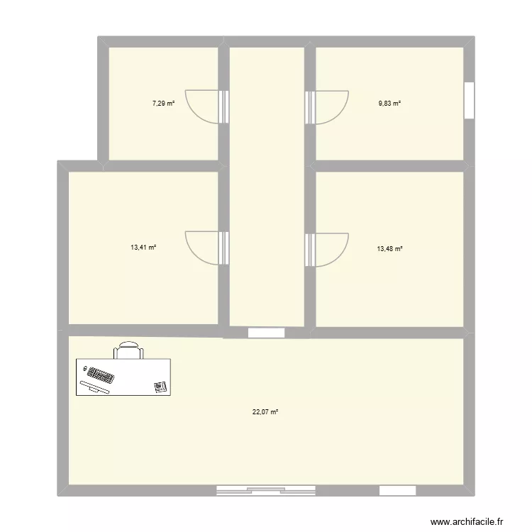 salon desthetique. Plan de 5  et 77 m²
