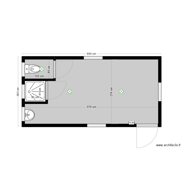 Plan TP MARTINIQUE. Plan de 3 pièces et 16 m2