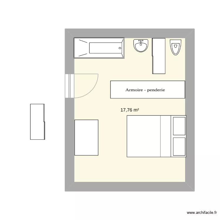 mars chambre. Plan de 1  et 18 m²