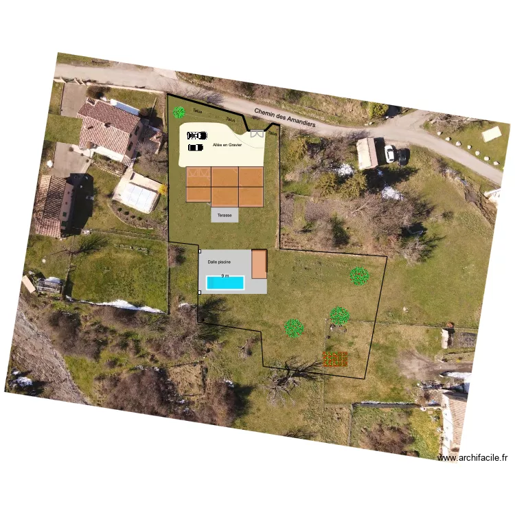 Plan de masse cot&eacute; en 3 dimensions. Plan de 3  et 163 m²