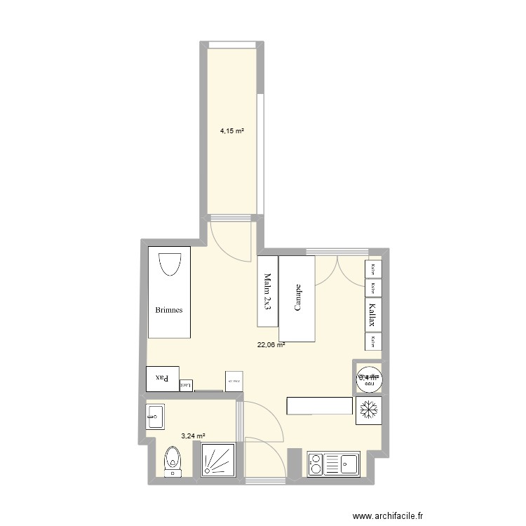 Appartement Kirsten v2. Plan de 4 pièces et 30 m2