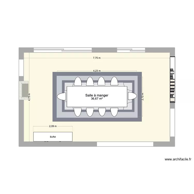 Plan Salle à Manger 2. Plan de 1 et 37 m² Plan Salle à Manger 2. Plan de 1 et 37 m²