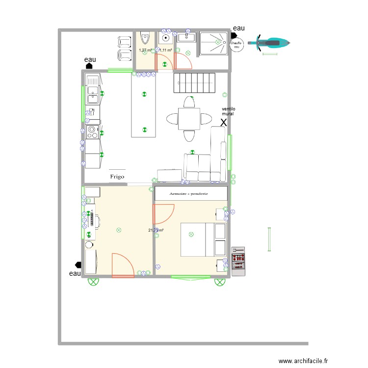 maison maharepa implantation 2. Plan de 3 pièces et 24 m2