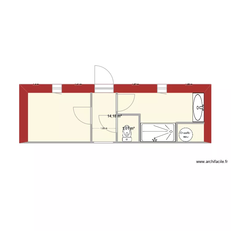 EXTENSION SDB. Plan de 2  et 15 m²