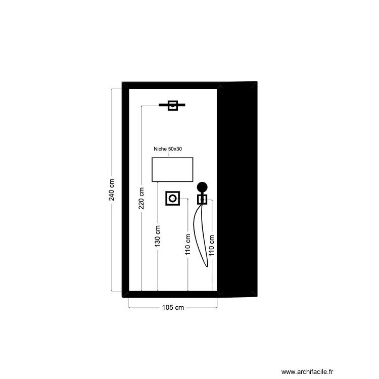 Implantation robinetteries Rougeaux. Plan de 
