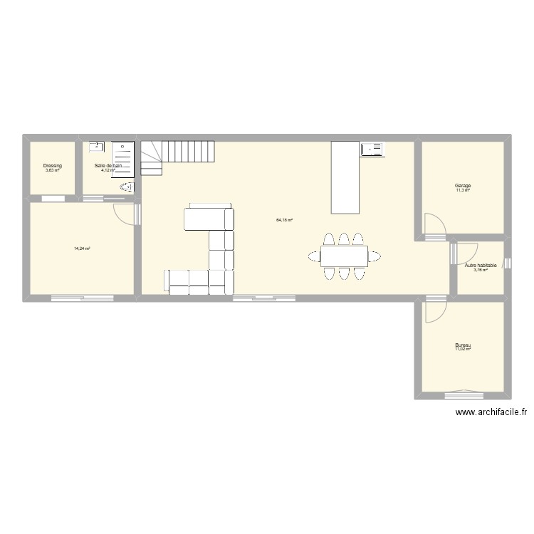 chateau. Plan de 7 pièces et 112 m2