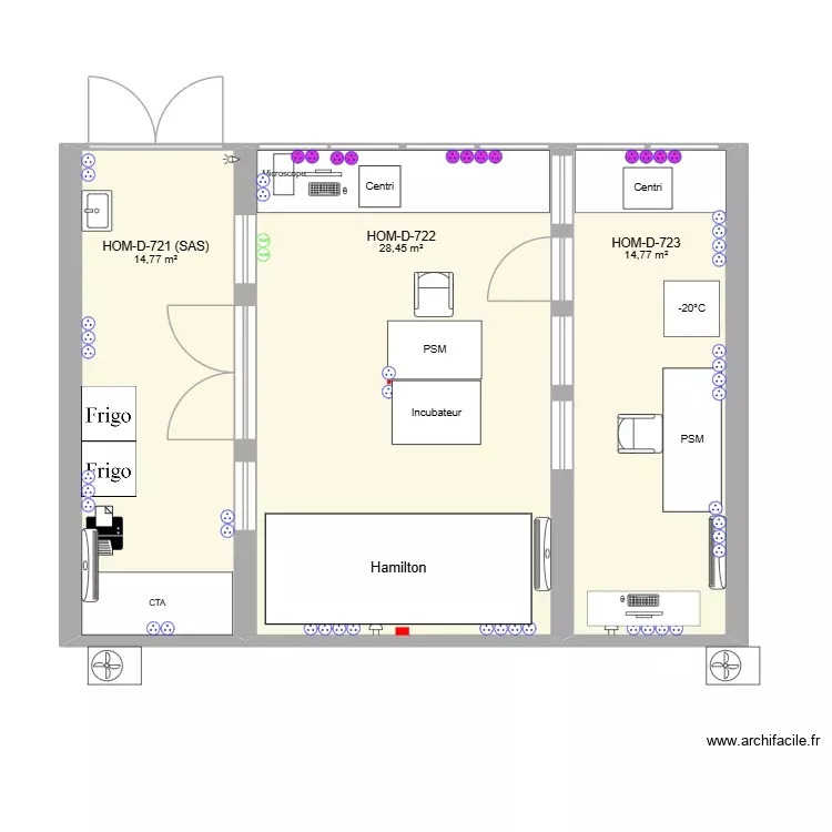 HOM-D-721/722/723 avant travaux 05102026. Plan de 3 Pièces et 58 m²