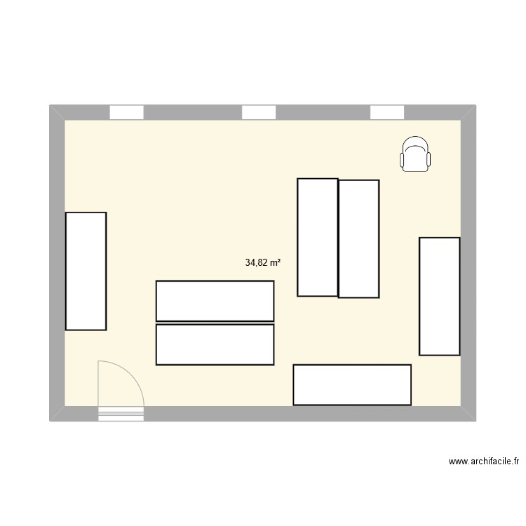 biblio. Plan de 1 pièce et 35 m2