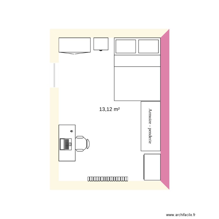 chambre léna. Plan de 1 pièce et 13 m2