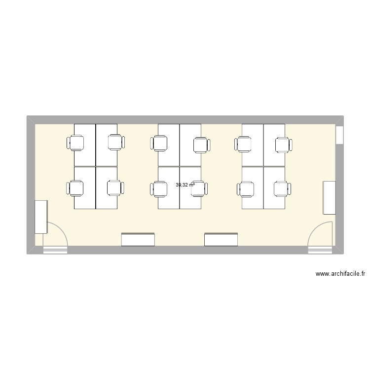 Bureau Inter affret. Plan de 1 pièce et 39 m2