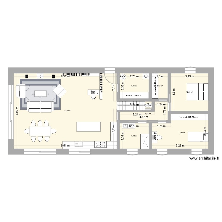 MOB Loudéac. Plan de 7 pièces et 118 m2