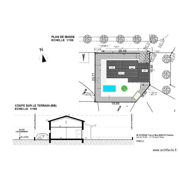 Plan de masse. Plan de 1 pièce et 8 m2