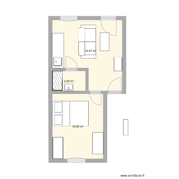 Maison. Plan de 3 pièces et 25 m2
