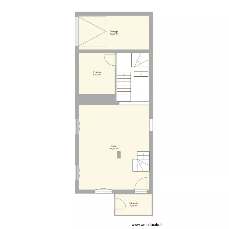 Chatou RDC. Plan de 4  et 57 m²