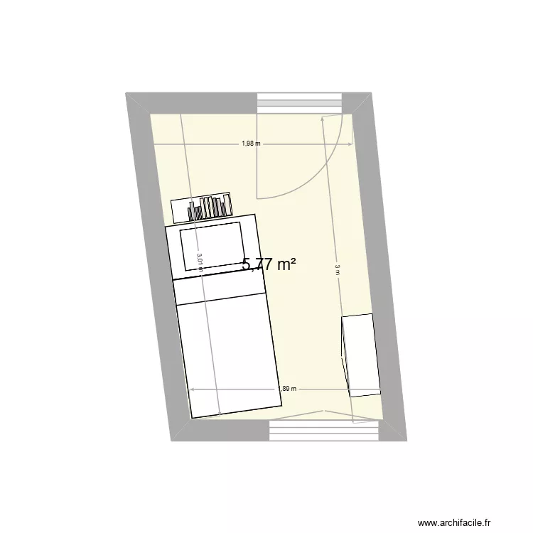 chambre. Plan de 1  et 6 m²
