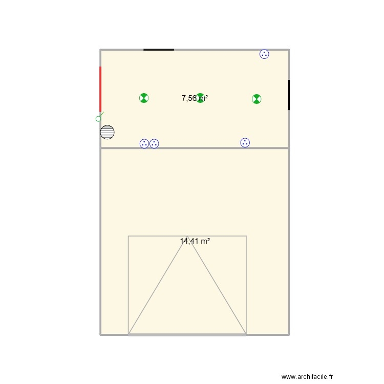 plan cellier. Plan de 2 pièces et 22 m2