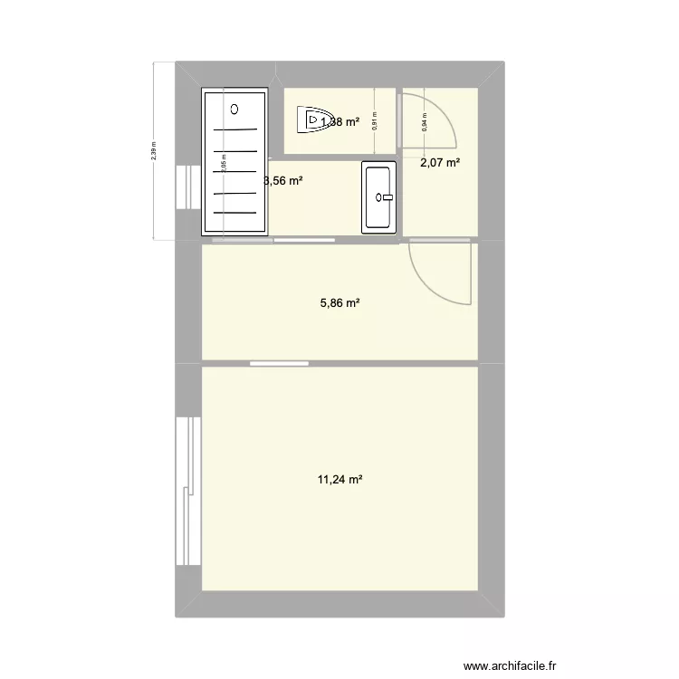 CHAMBRE WC RDC. Plan de 5 et 24 m² CHAMBRE WC RDC. Plan de 5 et 24 m²