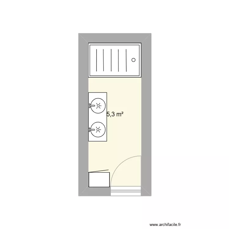 SdB Enfants. Plan de 1 Pièce et 5 m²
