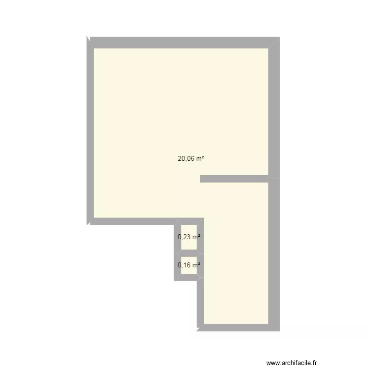 CUISINE SALON. Plan de 3  et 20 m²