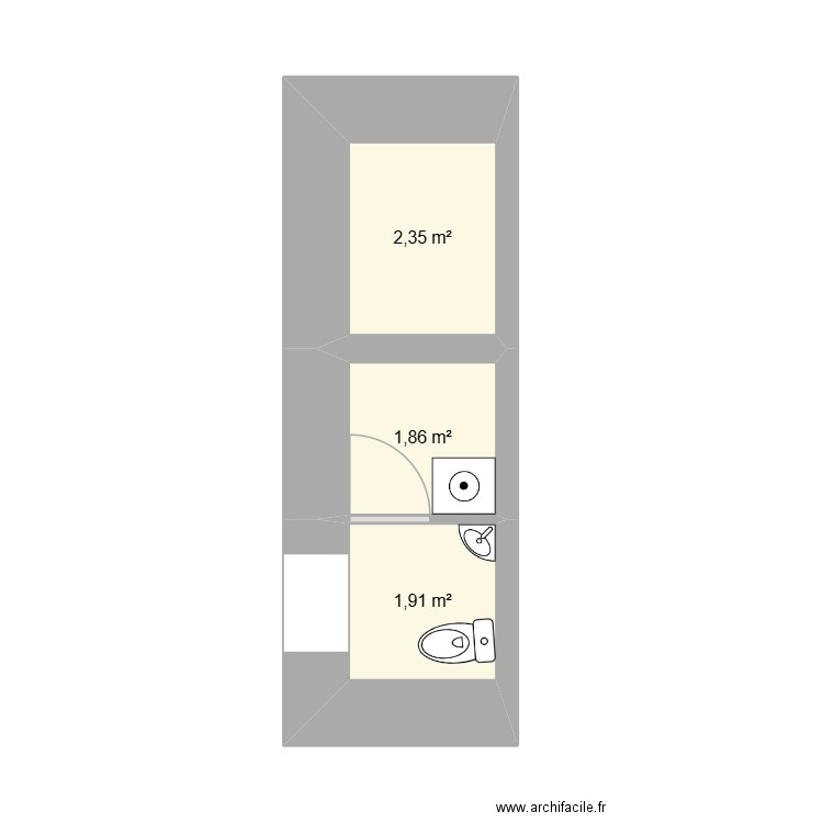 Buanderie. Plan de 3 pièces et 6 m2