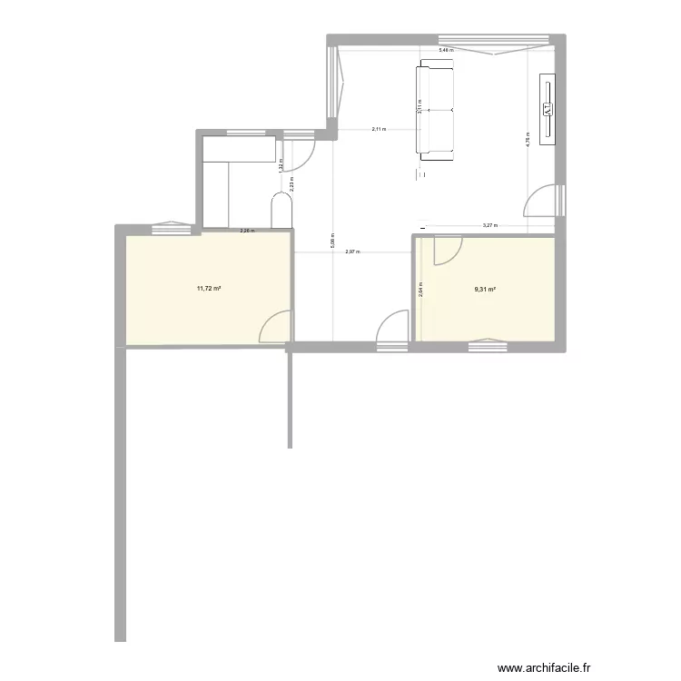 maison. Plan de 2  et 21 m²