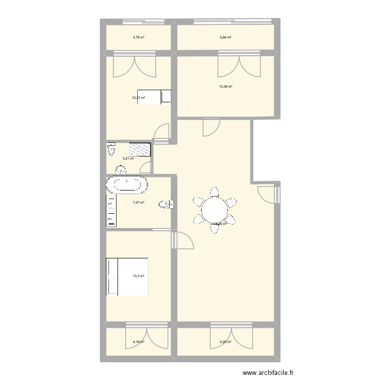 option. Plan de 10 pièces et 112 m2