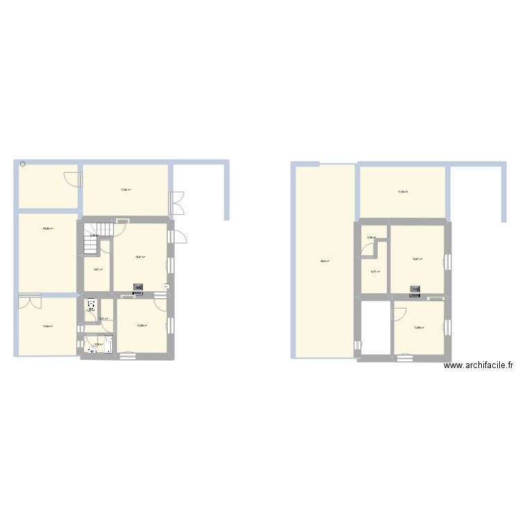 Brion - Habitation_1. Plan de 16 pièces et 192 m2
