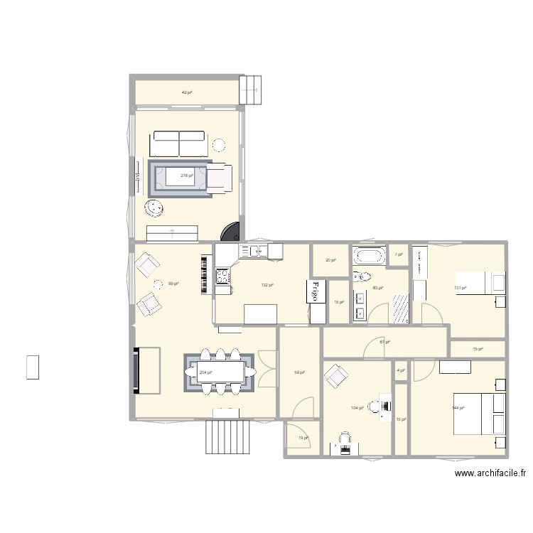 maison saint Lambert final . Plan de 25 pièces et 230 m2