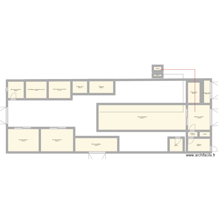 abatoir eggcellent. Plan de 18 pièces et 148 m2