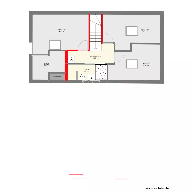 PAM Etage Cloisons. Plan de 