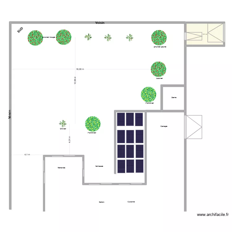 jardin. Plan de 1 Pièce et 13 m² jardin. Plan de 1 Pièce et 13 m²