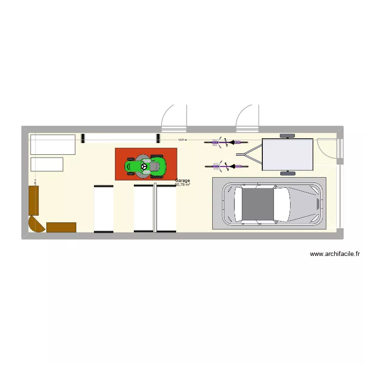 garage v2. Plan de 1 pièce et 51 m²