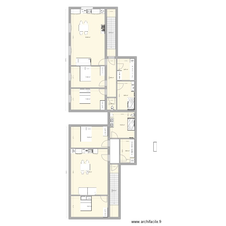 appart Mas Thibert 5. Plan de 14 pièces et 158 m2